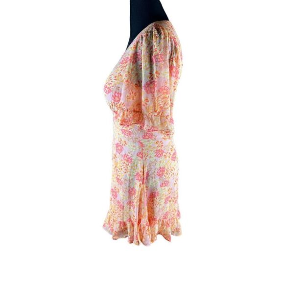 Here comes the Sun lightweight floral flutter sleeve summer dress open back L - Picture 4 of 10